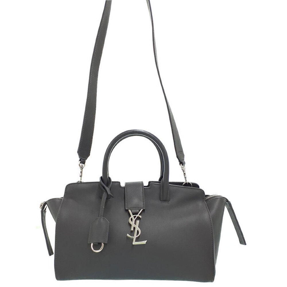 Saint Laurent Monogram Cabas Downtown tote bag raffia brown leather